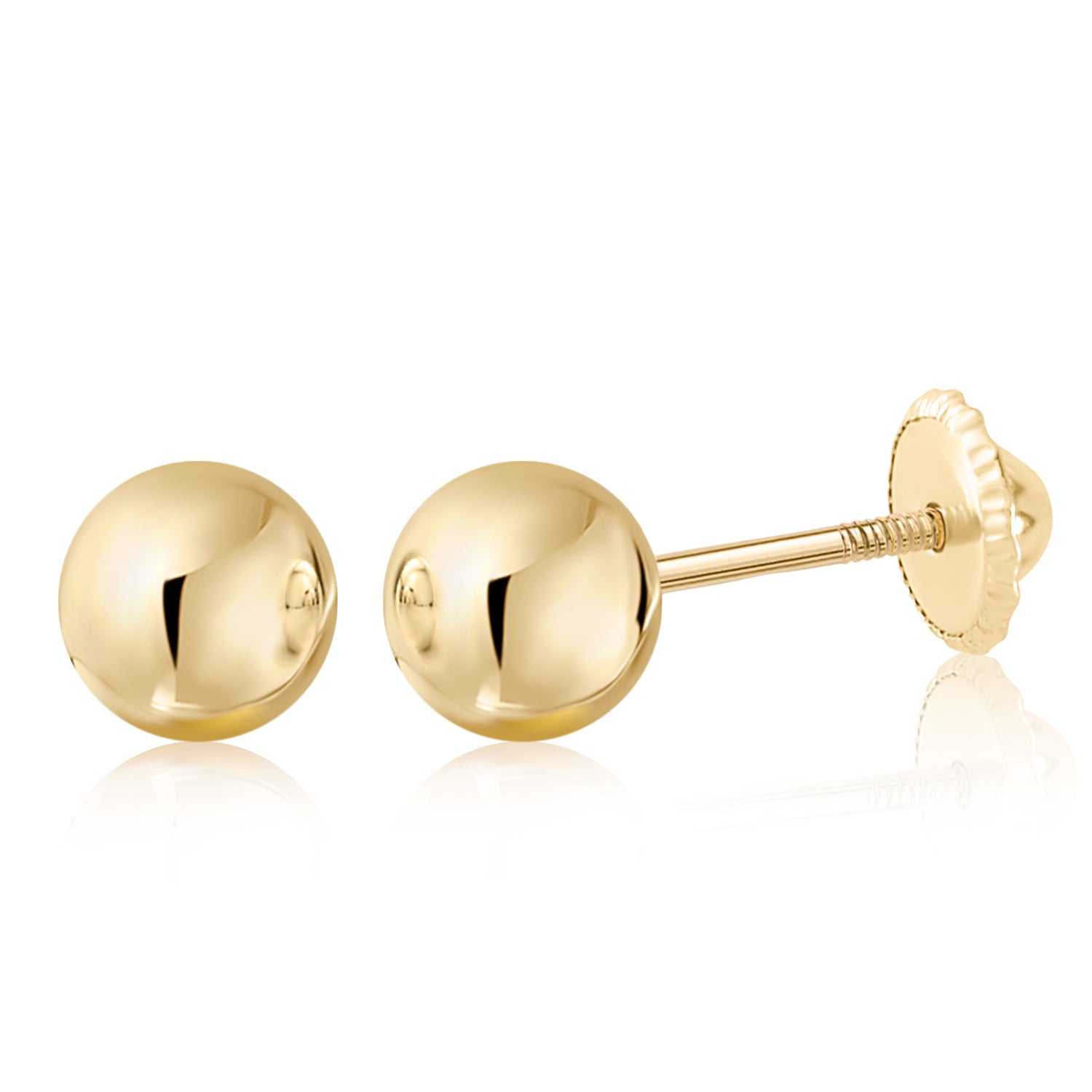 Massete Solid Gold Ball Stud Earrings – Screwback Design for All Ages