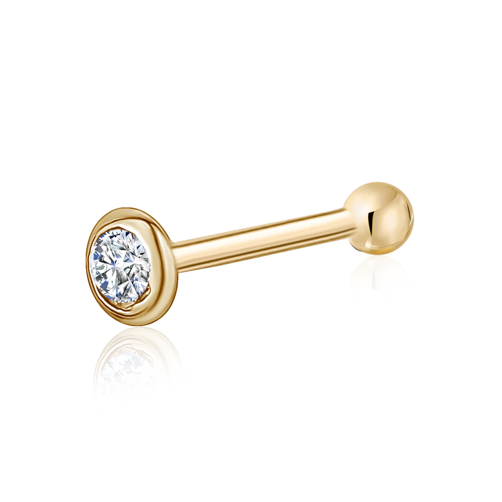 Solid 14K/18K Gold Diamond Nose Ring / Stud, Hypoallergenic – Massete