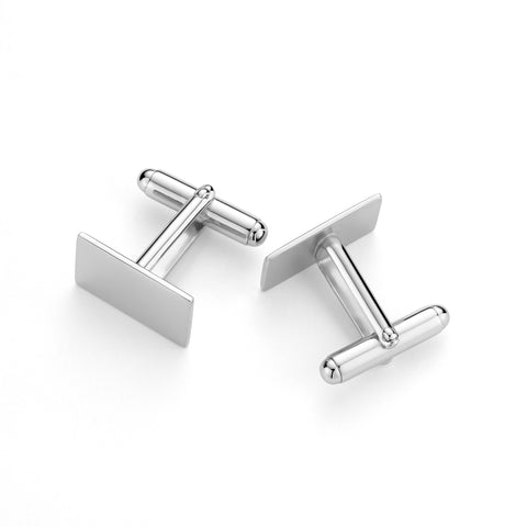 Sterling Silver Cufflinks for Men Personalized with Engraved Initials or Name Rectangle Shape Gift for Men - Made in Italy