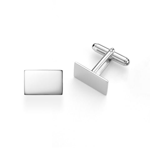 Sterling Silver Cufflinks for Men Personalized with Engraved Initials or Name Rectangle Shape Gift for Men - Made in Italy