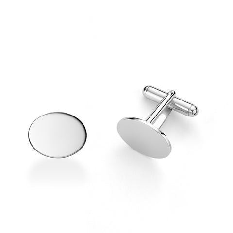 Sterling Silver Cufflinks for Men Personalized with Engraved Initials or Name Oval Shape Gift for Men - Made in Italy