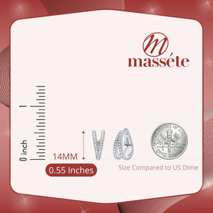 Measurement reference for Sterling Silver Conch Huggie Hoop Earrings against a red background