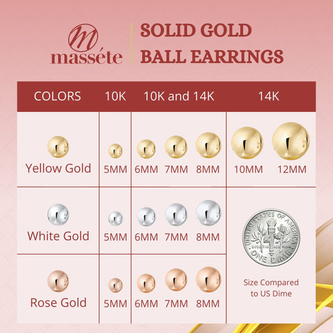 Gold Ball Stud Earrings for Women and Girls