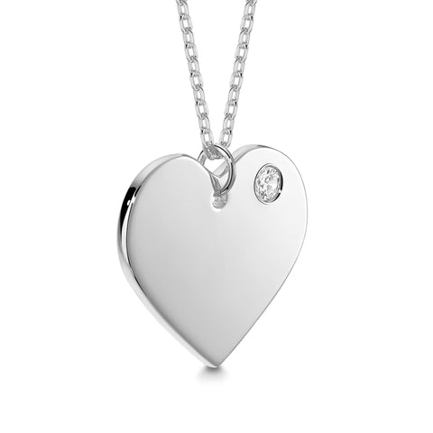 Sterling Silver 925 Personalized Engraved Heart Necklace with Simulated Birthstone Custom Engravable Pendant for Women and Girls