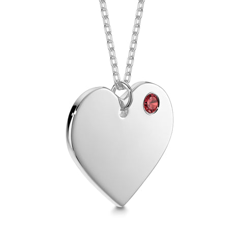 Sterling Silver 925 Personalized Engraved Heart Necklace with Simulated Birthstone Custom Engravable Pendant for Women and Girls