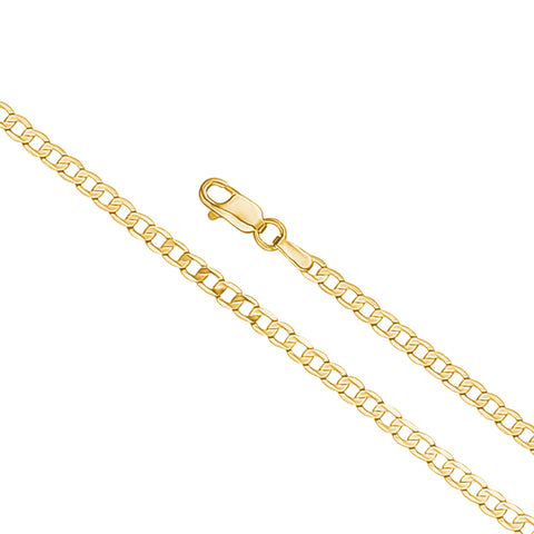 14K Solid Yellow Gold Curb Link Chain Bracelet for Men Made in Italy-Length 8in
