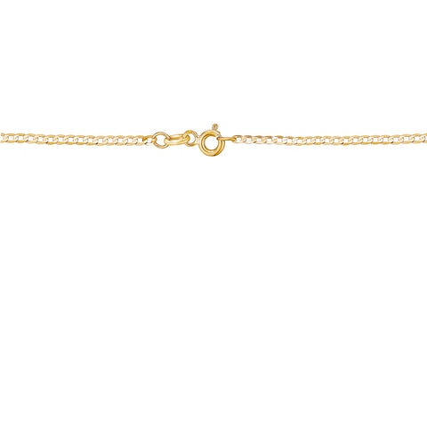 14K Solid Yellow Gold Curb Link Chain Necklace for Women and Girls Made in Italy-Width 2mm