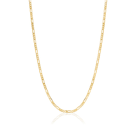 14K Solid Yellow Gold Figaro Link Chain 3+1 Necklace for Men and Women Made in Italy - Width 2.5mm Length 20"