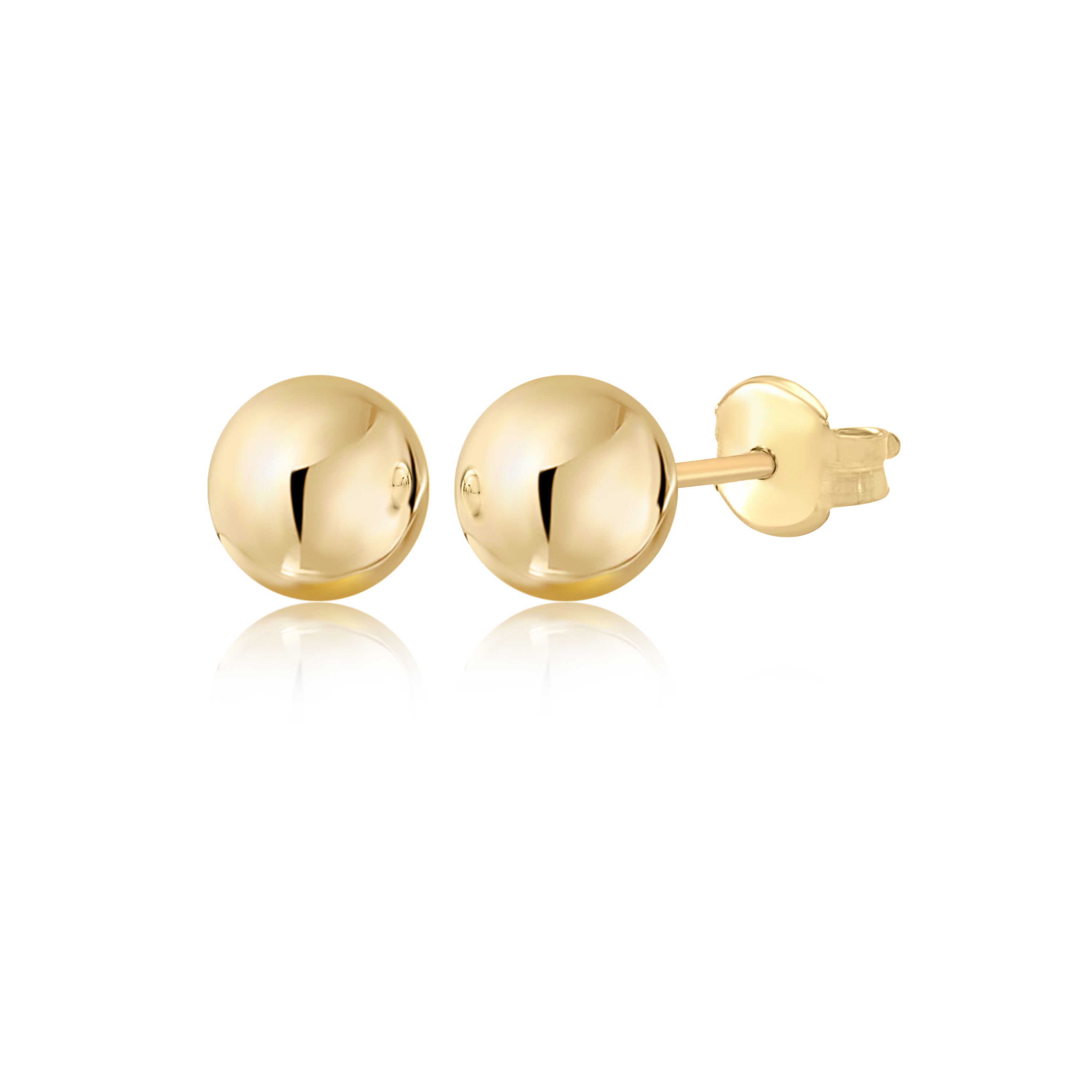 14K Yellow Gold Classic Ball Stud Earrings with Screwbacks