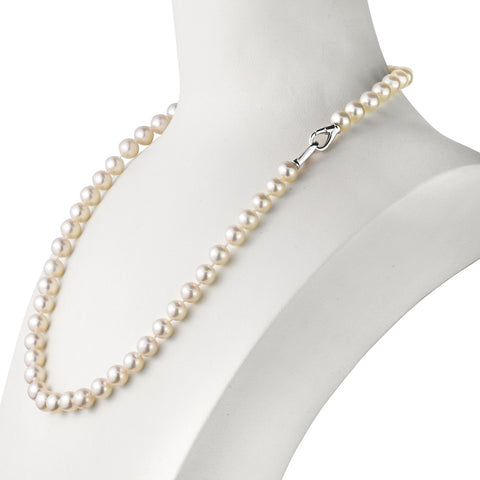 PEARLMES White Freshwater Cultured Pearl Necklace for Women, 16