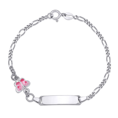 UNICORNJ Sterling Silver 925 Childrens Bracelet with Butterfly Enamel Charm Italy