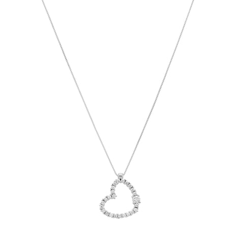 Heart Pendant Necklace in 14k White Gold with CZ