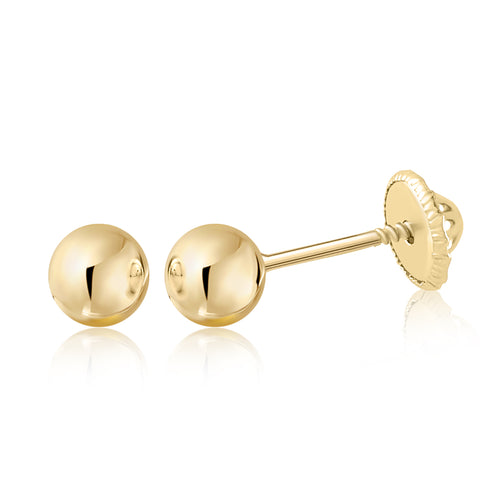 Ball Screw Back Earrings Gold Plated